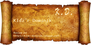 Klár Dominik névjegykártya